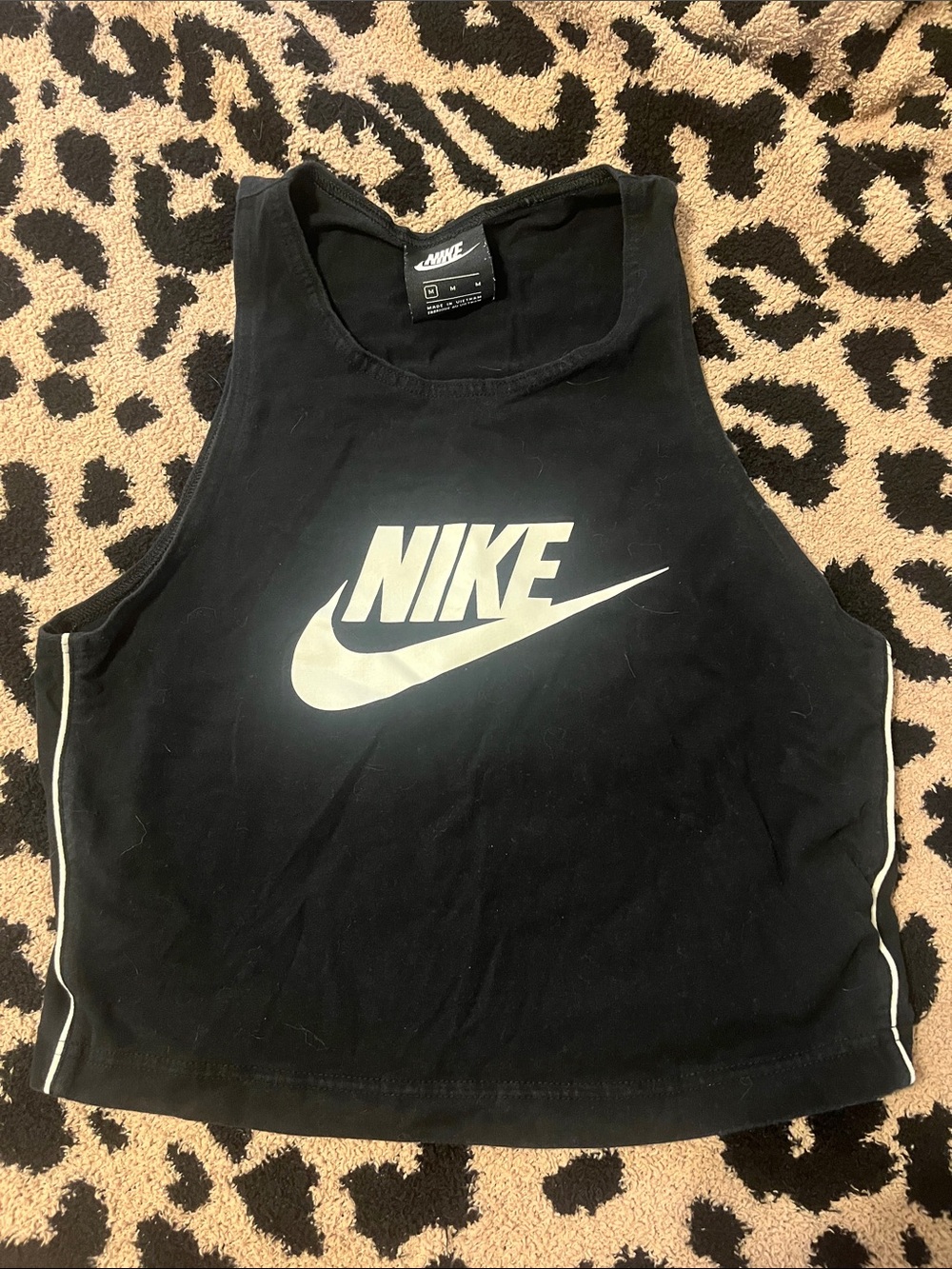 Nike Black Cropped Athletic Tank with White Swoosh
